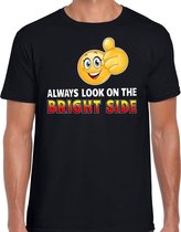 Funny emoticon t-shirt Always look on the bright side zwart here XL