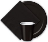 40x Zwarte papieren feest bekertjes 256 ml - Wegwerpbekertjes zwart van papier - Halloween/themafeest tafeldecoratie