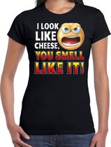 Funny emoticon I look like cheese you smell like it cadeau shirt M