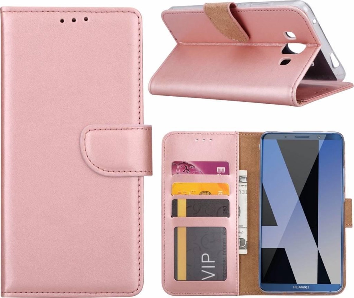 Huawei Mate 10 Portemonnee hoesje / book case Rose Goud