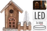 Snowflake Kerst Huis met Led 16cm Bruin