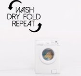 Wasruimte muursticker Wash dry fold repeat - Zwart