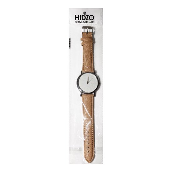 Hidzo Horloge Three, Six, Nine, Twelve ø 37 mm - Bruin - Kunstleer