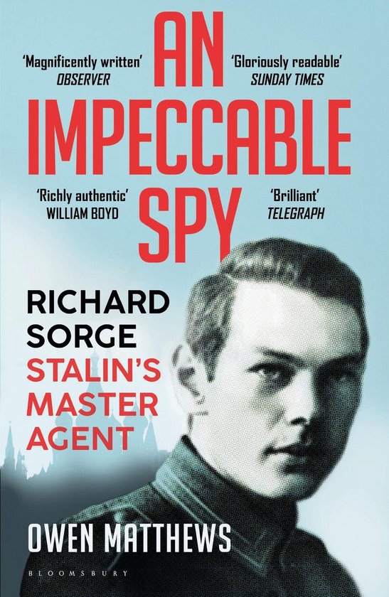 Boek "An Impeccable Spy" met een foto van Richard Sorge, Stalins meesterspion.