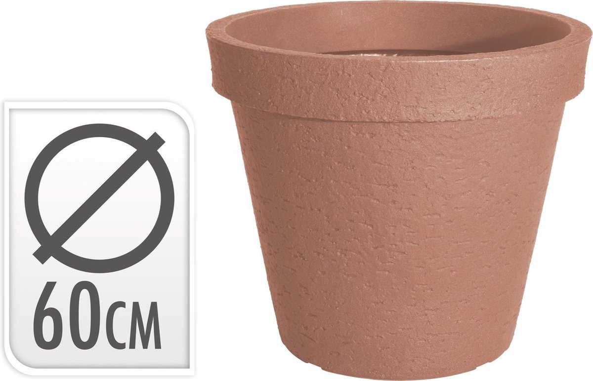 Bloempot rond stonelook terra cotta dia 60xh52cm, gewicht 2300 gram