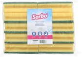 20x Sorbo schuurspons / schoonmaakspons met groene schuurvlak 14 x 7 x 4,5 cm - viscose - afwasaccessoires / schoonmaakartikelen