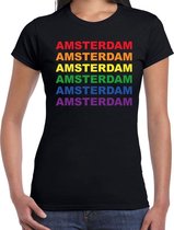 Regenboog Amsterdam gay pride zwart t-shirt voor dames XS