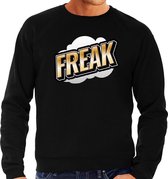 Freak fun tekst sweater voor heren zwart in 3D effect L