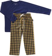Little Label - pyjama set jongens - yellow check - maat: 98/104 - bio-katoen