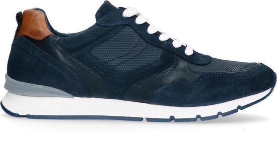 No Stress - Heren - Blauwe sneakers met bruine details - Maat 42 | bol.com