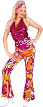 Widmann - Hippie Kostuum - Gloria Disco Jaren 70 - Vrouw - paars,oranje,roze - Large - Carnavalskleding - Verkleedkleding