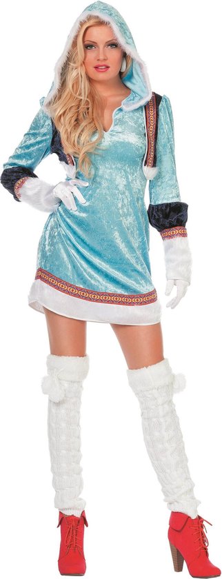 Wilbers & Wilbers - Eskimo Kostuum - IJskoude Hete Eskimo Blauw - Vrouw - Blauw - Maat 46 - Carnavalskleding - Verkleedkleding