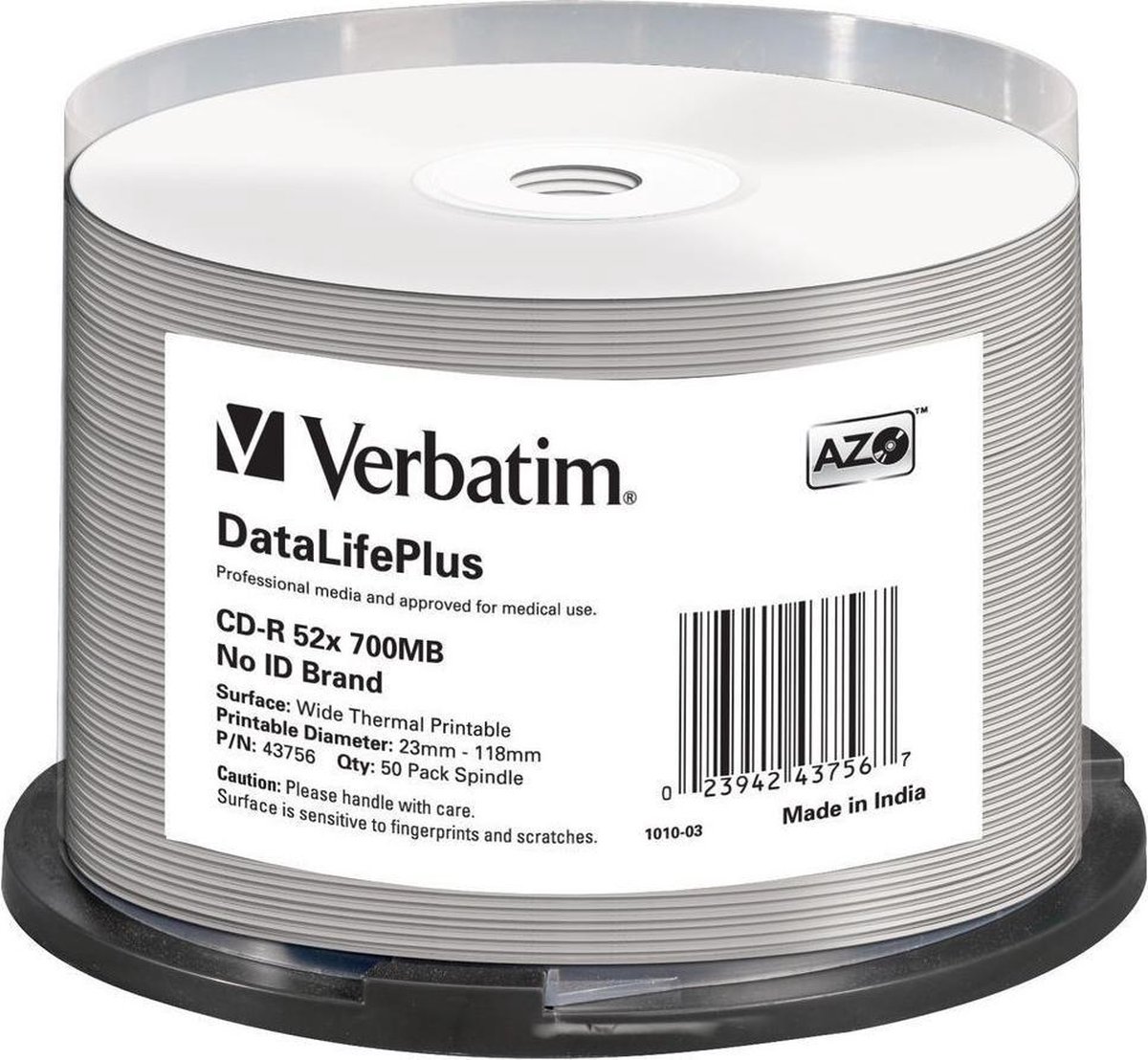 Verbatim CD-R AZO 700MB 52X SP THERMAL PRINTABLE - Rohling
