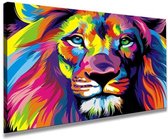 Schilderij - Leeuw, Multi-gekleurd, 80X60cm, 1luik