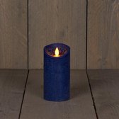 3x Donkerblauwe LED kaars / stompkaars 15 cm - Luxe kaarsen op batterijen met bewegende vlam