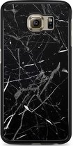 Casimoda® hoesje - Geschikt voor Samsung Galaxy S6 - Marmer Zwart - Zwart TPU Backcover - Marmer - Zwart
