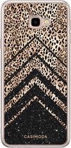 Samsung J4 Plus hoesje siliconen - Chevron luipaard | Samsung Galaxy J4 Plus case | zwart | TPU backcover transparant