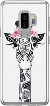 Samsung S9 Plus hoesje siliconen - Giraffe | Samsung Galaxy S9 Plus case | zwart | TPU backcover transparant