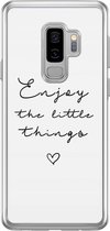 Samsung S9 Plus hoesje siliconen - Enjoy life | Samsung Galaxy S9 Plus case | zwart | TPU backcover transparant