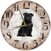 Horloge en bois - 30cm - Chien - Carlin