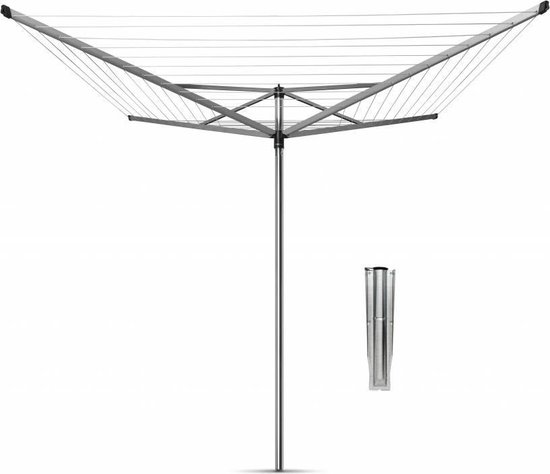 krullen Pech zanger Brabantia Topspinner Droogmolen met Metalen Grondanker - 60 m - Metallic  Grey | bol.com