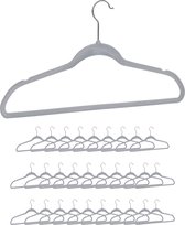Relaxdays kledinghangers XL set - fluweel - broekhanger - draaibaar - broeklat - grijs