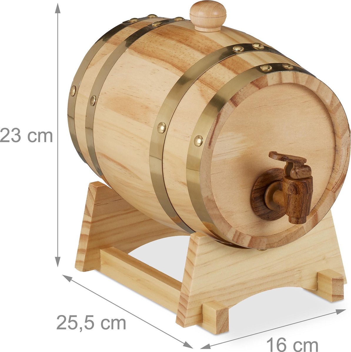 Relaxdays houten vat 1,25 liter - whiskey vat - wijnvat met kraantje - voor  likeur - klein | bol.com