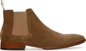 Manfield - Heren - Beige suède chelsea boots - Maat 43