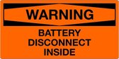 Sticker 'Warning: Battery disconnect inside' 200 x 100 mm