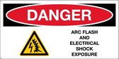 Sticker 'Danger Arc flash and electrical shock exposure', 200 x 100 mm