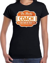 Cadeau t-shirt voor de beste coach zwart voor dames S