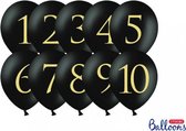 Partydeco - Ballonnen zwart met opdruk cijfers 1-10