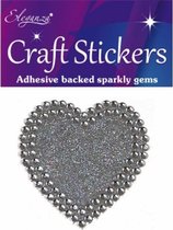Oaktree - Stickers Hart Zilver Diamant met Glitters (per vel)