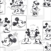 Behang Mickey en Minnie Mouse - Disney - Zwart-wit - Behangpapier 0,52 x 10,05m