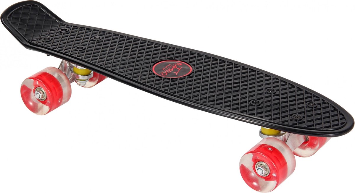 AMIGO skateboard - Met ledverlichting en ABEC 7 lagers - Zwart/Rood