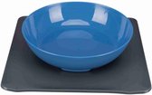Yummynator voerbak met placemat donkerblauw / grijs 24x24 cm 850 ml