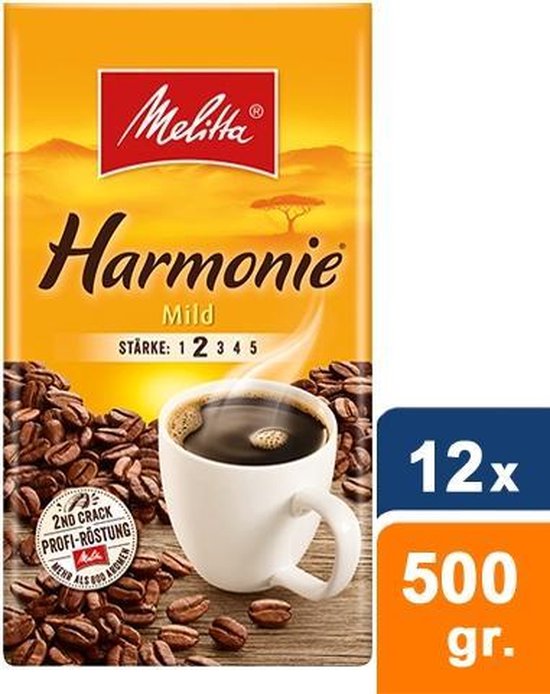 Pigment Schepsel rietje Melitta Harmonie mild Gemalen koffie - 12 x 500 gram | bol.com