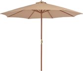 Tuinparasol met houten paal 300 cm taupe