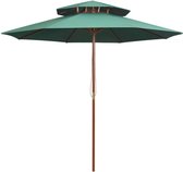Dubbeldekker parasol 270x270 cm houten paal groen