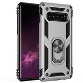 FONU Anti-Shock Backcase Hoesje Met Ringhouder Samsung Galaxy S10 Plus - Zilver