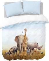 Y-NOT - Safari Animals - Dekbedovertrek - Microvezel - Lits-jumeaux - 240X200/220 cm - Multi