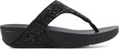 FitFlop Lulu Toe Post Glitter slippers zwart - Maat 38