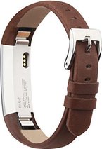 By Qubix Lederen bandje Geschikt voor Fitbit Alta - Donkerbruin Smartwatchbandje bandje Armband Polsband Strap Band Watchband