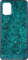 Shop4 - Geschikt voor Samsung Galaxy S20 Ultra Hoesje - Zachte Back Case Marmer en Goud Flakes Groen