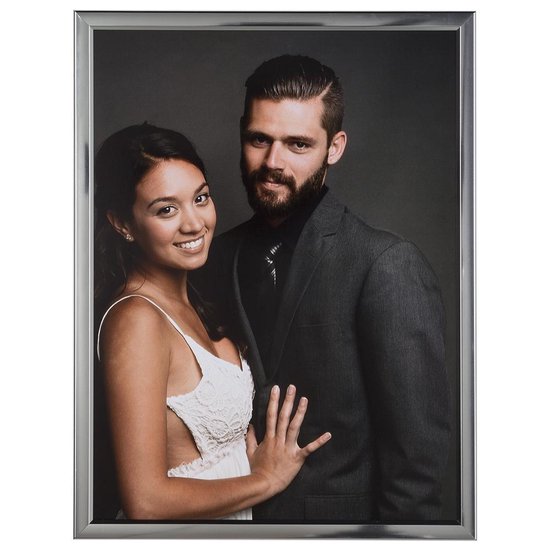 Cadre Photo Aluminium 18 x 24 Argent Brillant - Verre Clair - Salerno