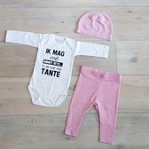 Rompertje Baby met tekst tante pakje cadeau geboorte meisje roze set aanstaande zwanger kledingset pasgeboren unisex Bodysuit | Huispakje | Kraamkado | Gift Set babyset kraamcadeau