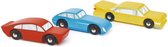 Tender Toys Retro Speelgoed Auto's Junior 3-delig Blauw/rood/geel