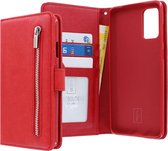 Samsung Galaxy S20+ Bookcase hoesje - CaseBoutique - Effen Rood - Kunstleer - Met Rits Vakje Muntvakje