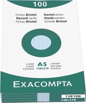 2x etui 100 steekkaarten bristol - gelijnd niet geperforeerd 148x210mm, Azuur