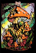 Mushroom Caterpiller - Blacklight Poster